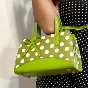 Green polka dot mini purse